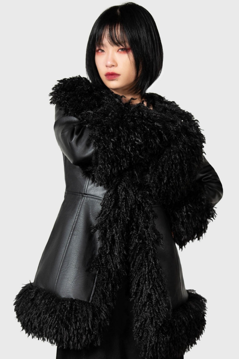 Killstar Talvel Coat Černé | QXJLPZ-901