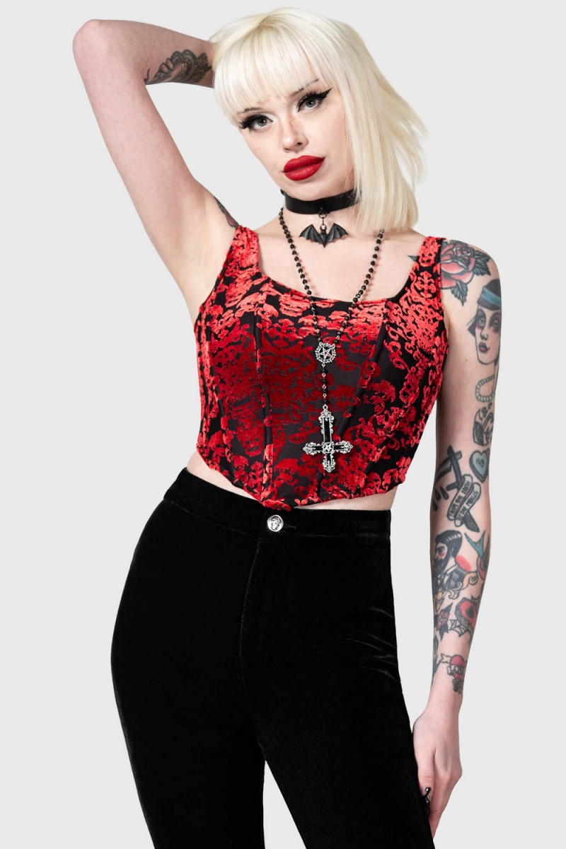 Killstar Thena's Thistle Velvet Bootcut Trousers Černé | YPAJTH-258