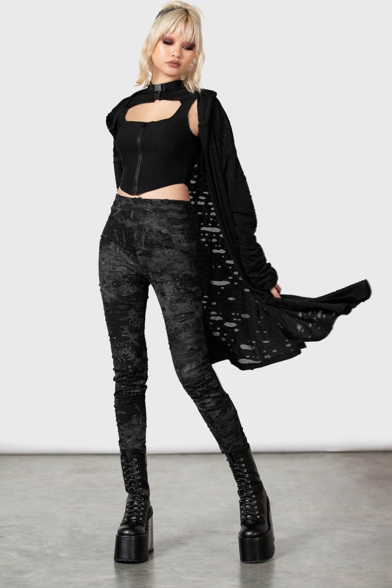 Killstar Tightrope Leggings Černé | MYLRIZ-508