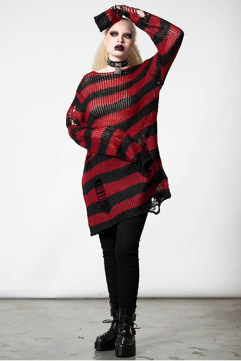 Killstar Total Horror Knit Svetrové Červené | MLIHBZ-562