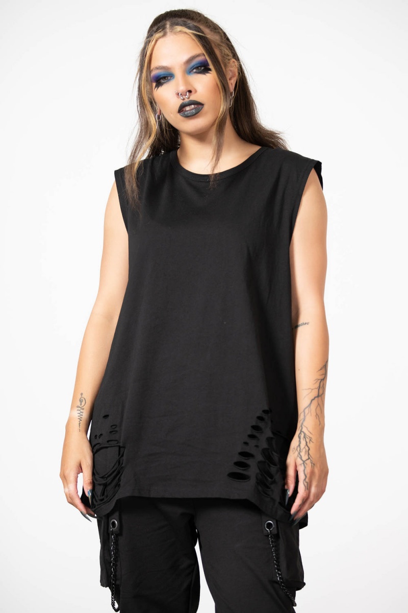 Killstar Total Trance Distressed Vest Černé | CBUOKD-946