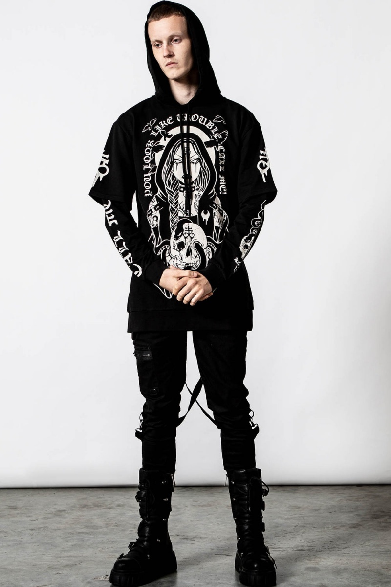 Killstar Trouble S Kapucí Layer Top Černé | HLIDNM-062