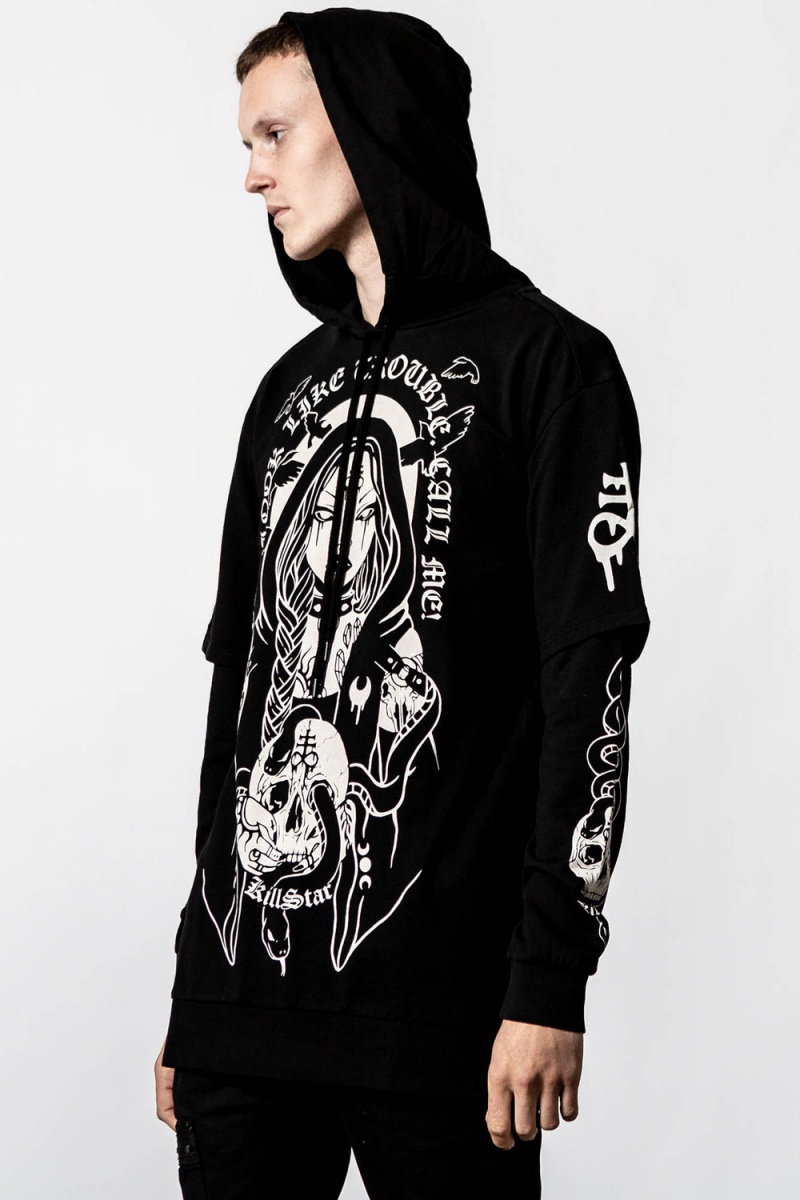 Killstar Trouble S Kapucí Layer Top Černé | HLIDNM-062