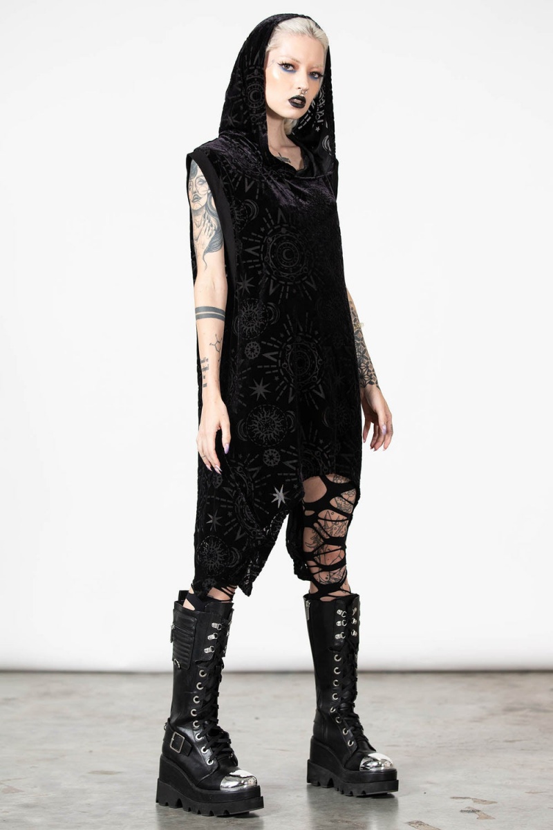 Killstar Truthsayer Burnout S Kapucí Vest Černé | NUHOCR-035