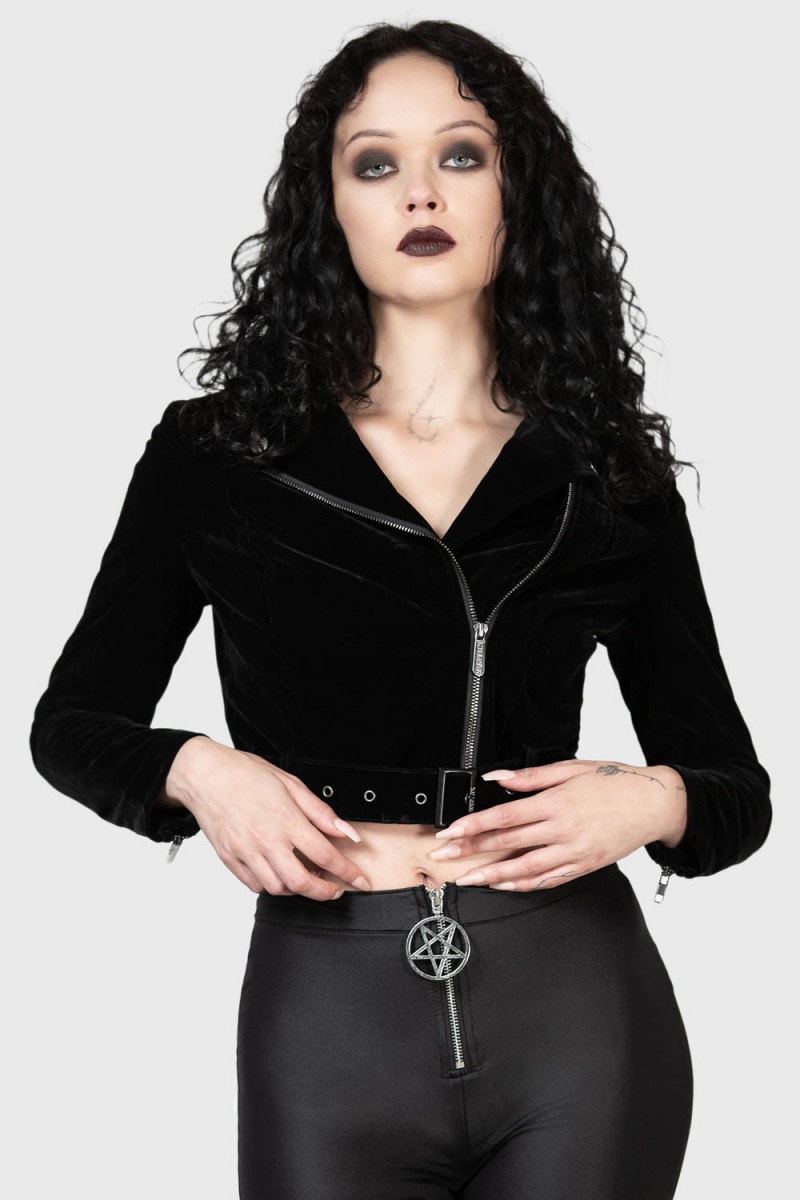 Killstar Twilight Goddess Cyklistické Jacket Černé | EGICPA-514