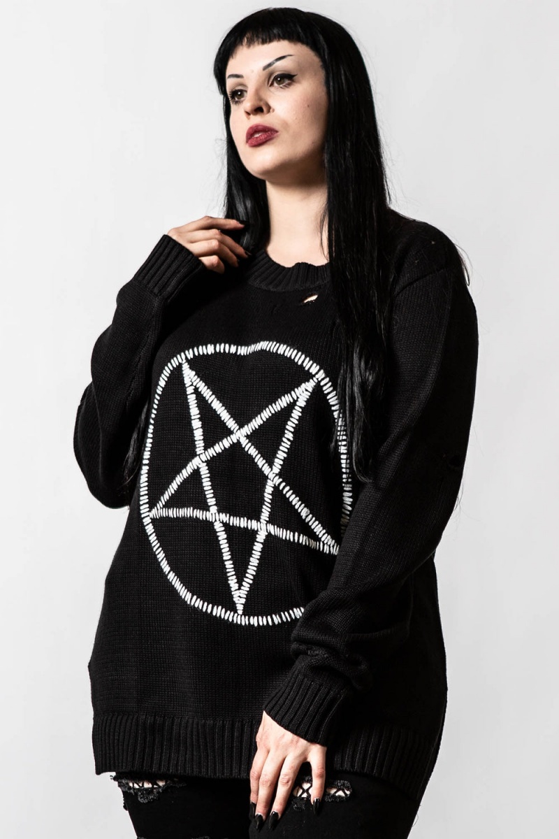 Killstar Unholy Knit Svetrové Černé | EISCZR-826