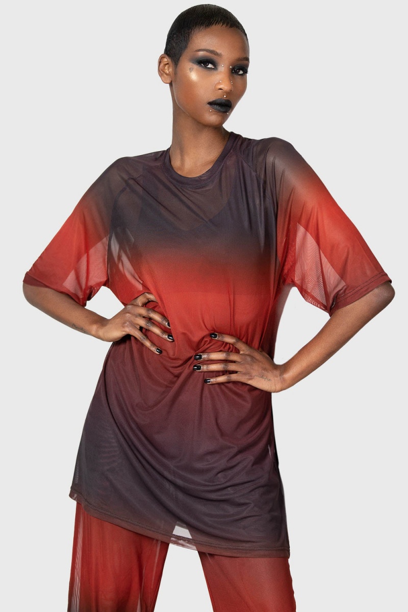 Killstar Unreal Trance Mesh Top Červené | TWPFIM-139