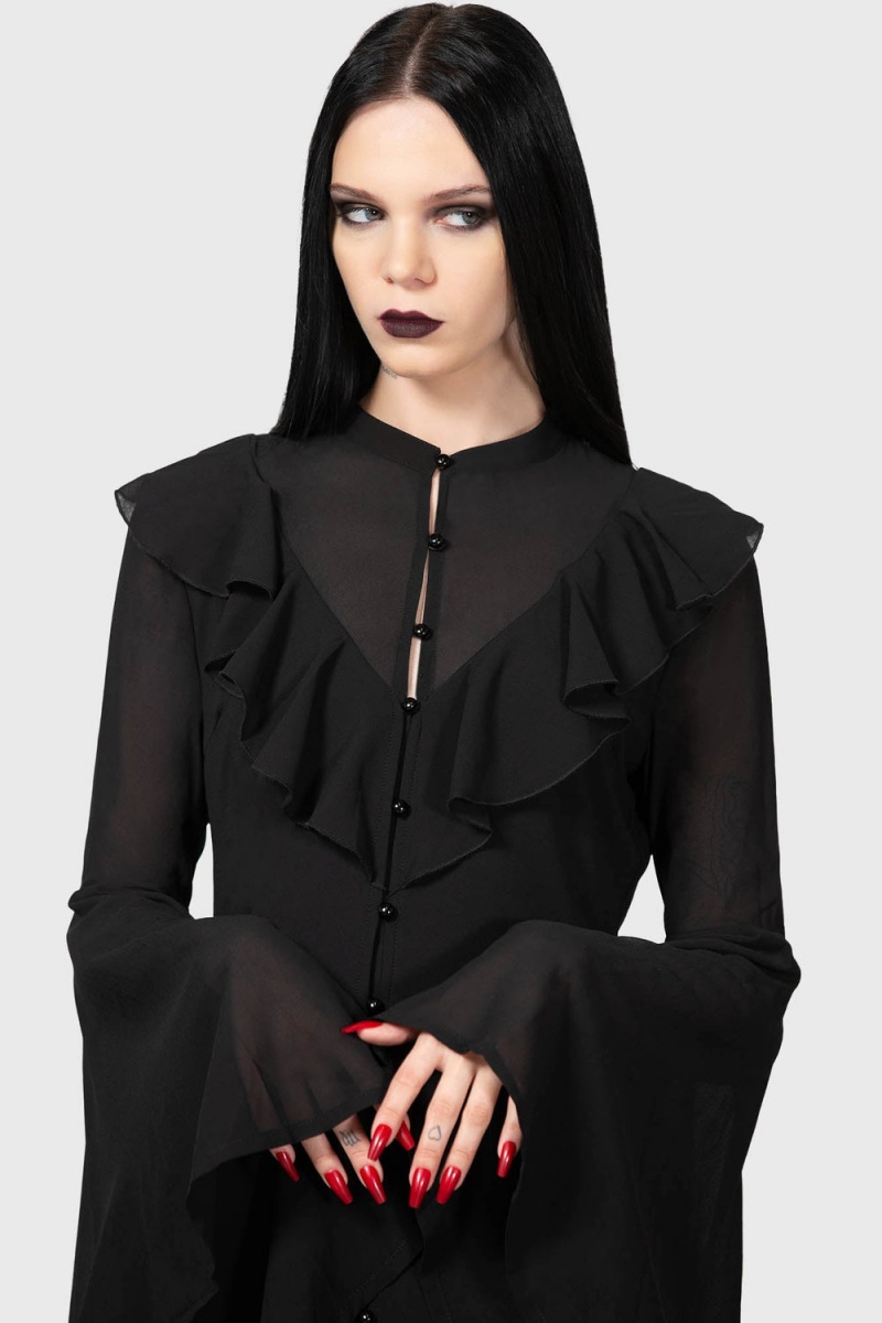 Killstar Valentine Maxi Šaty Černé | SMDVYF-605
