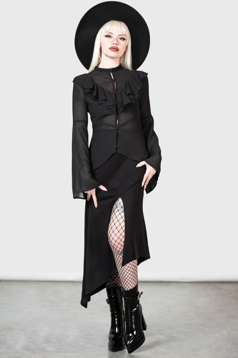 Killstar Valentine's Heart Blouse Černé | TLJXSR-325