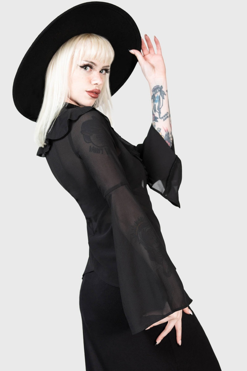 Killstar Valentine's Heart Blouse Černé | TLJXSR-325