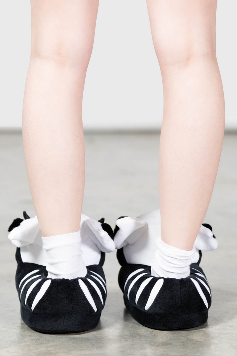 Killstar Vampir: Batbone Slippers Černé Bílé | LZHVCR-280