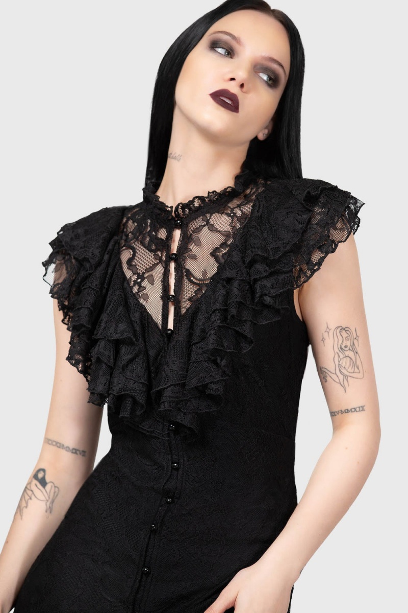 Killstar Vampire's Ball Maxi Šaty Černé | EXWZGA-548