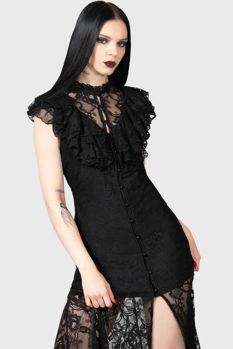Killstar Vampire\'s Ball Maxi Šaty Černé | EXWZGA-548
