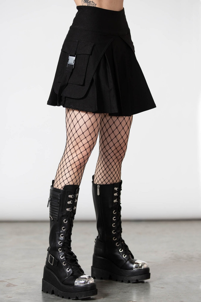 Killstar Vanya Plisovaný Mini Skirt Černé | FBKNMA-740