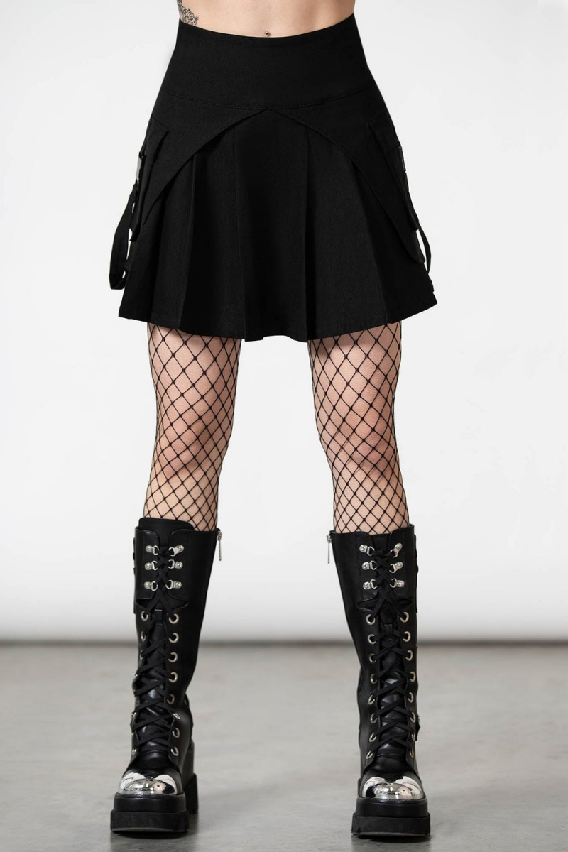 Killstar Vanya Plisovaný Mini Skirt Černé | FBKNMA-740