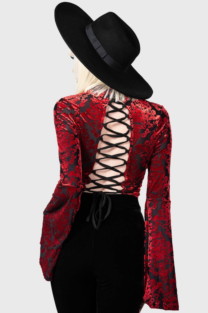 Killstar Vassago Long Sleeve Top Červené | QIVUNM-249