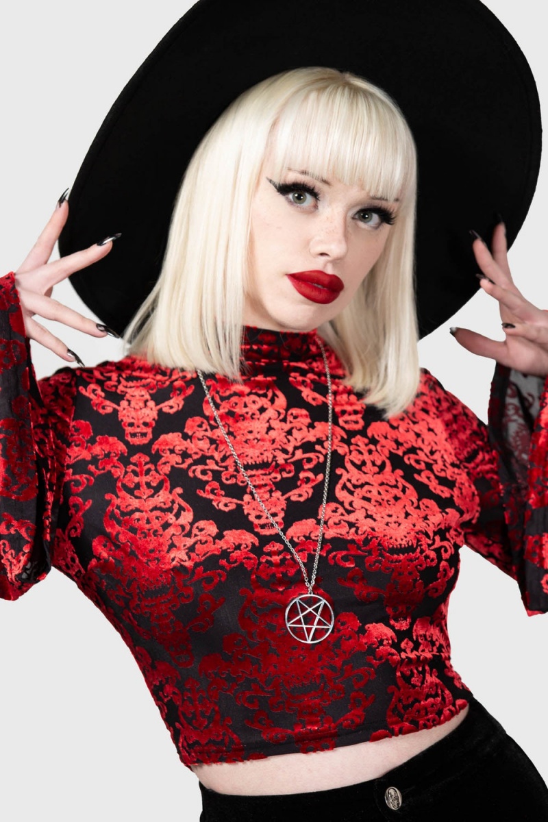 Killstar Vassago Long Sleeve Top Červené | QIVUNM-249
