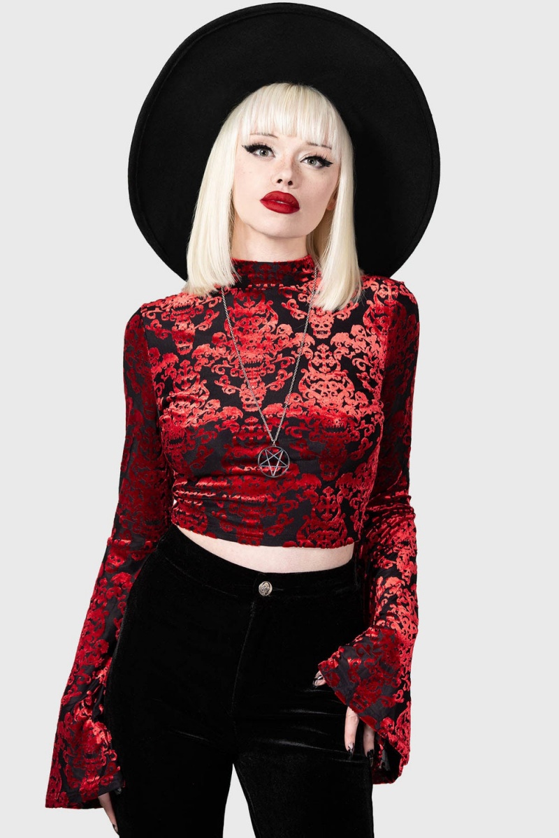 Killstar Vassago Long Sleeve Top Červené | QIVUNM-249