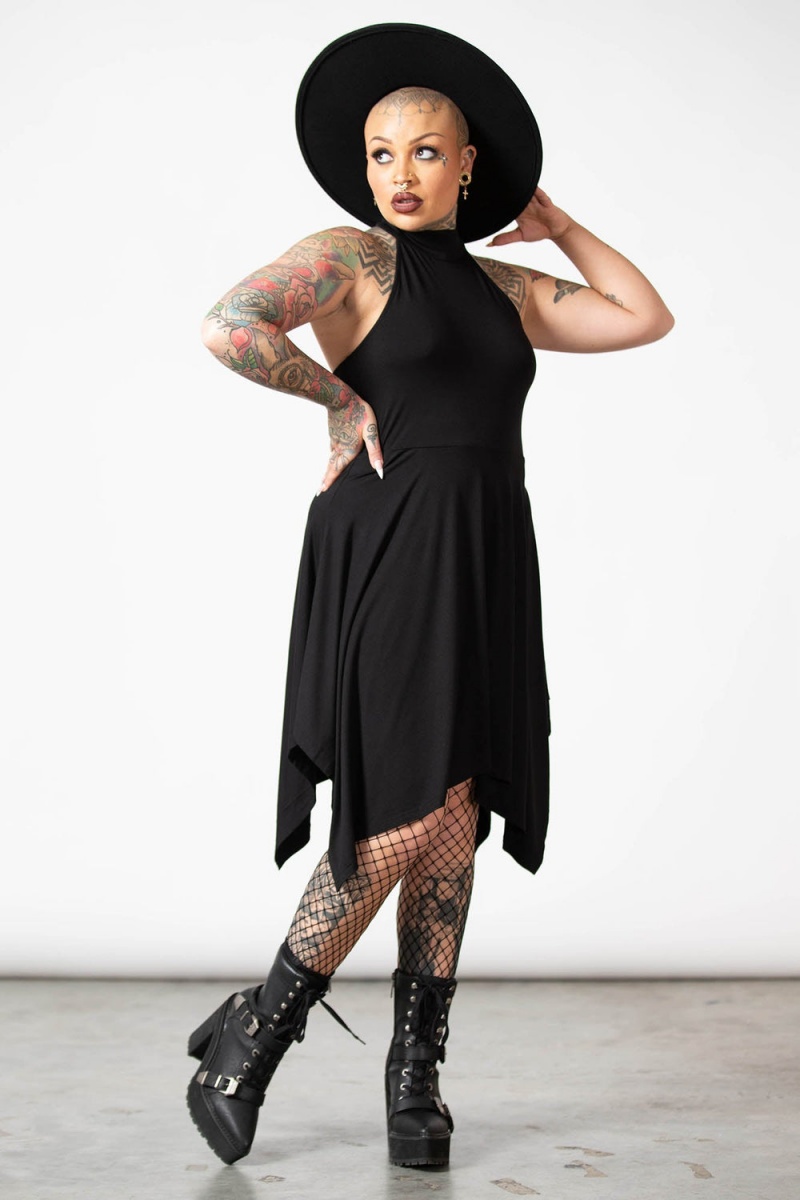 Killstar Venomina Halter Šaty Černé | XMHZQJ-128