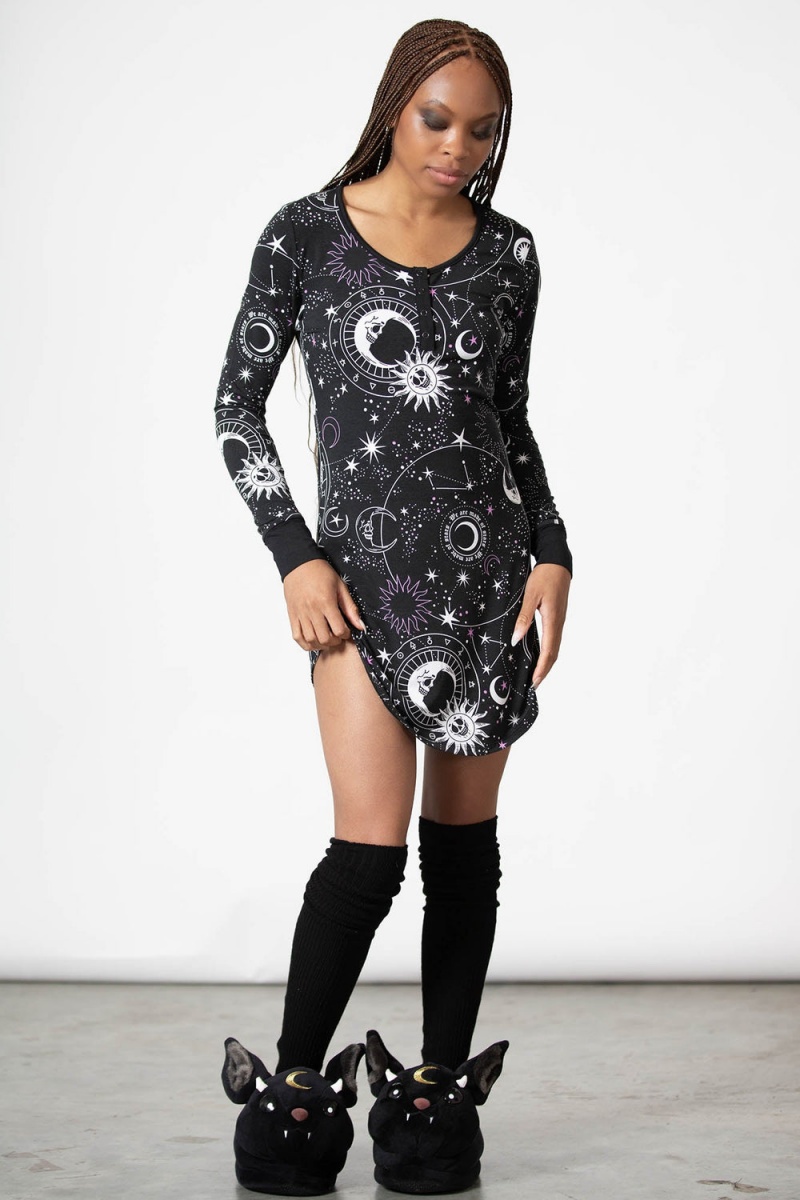 Killstar Venus Lounge Šaty Černé | EYXSID-758