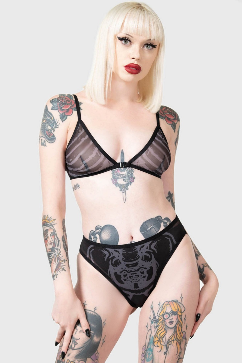 Killstar Vertebra Bralet Černé | ZCEMYU-246