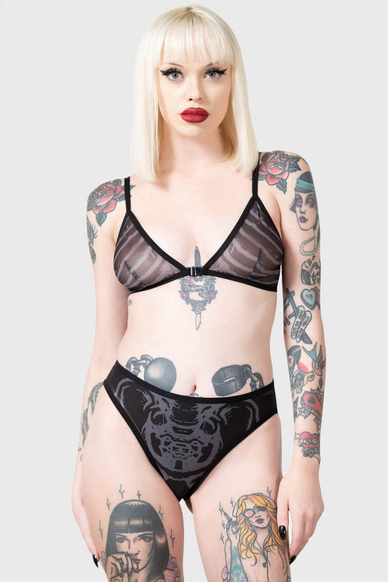 Killstar Vertebra Bralet Černé | ZCEMYU-246