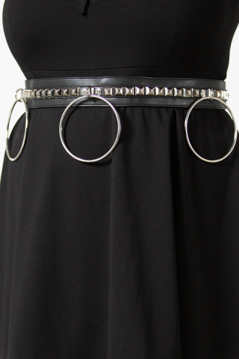 Killstar Vicious Studded Belt [S] [PLUS] Stříbrné | MARUBP-426