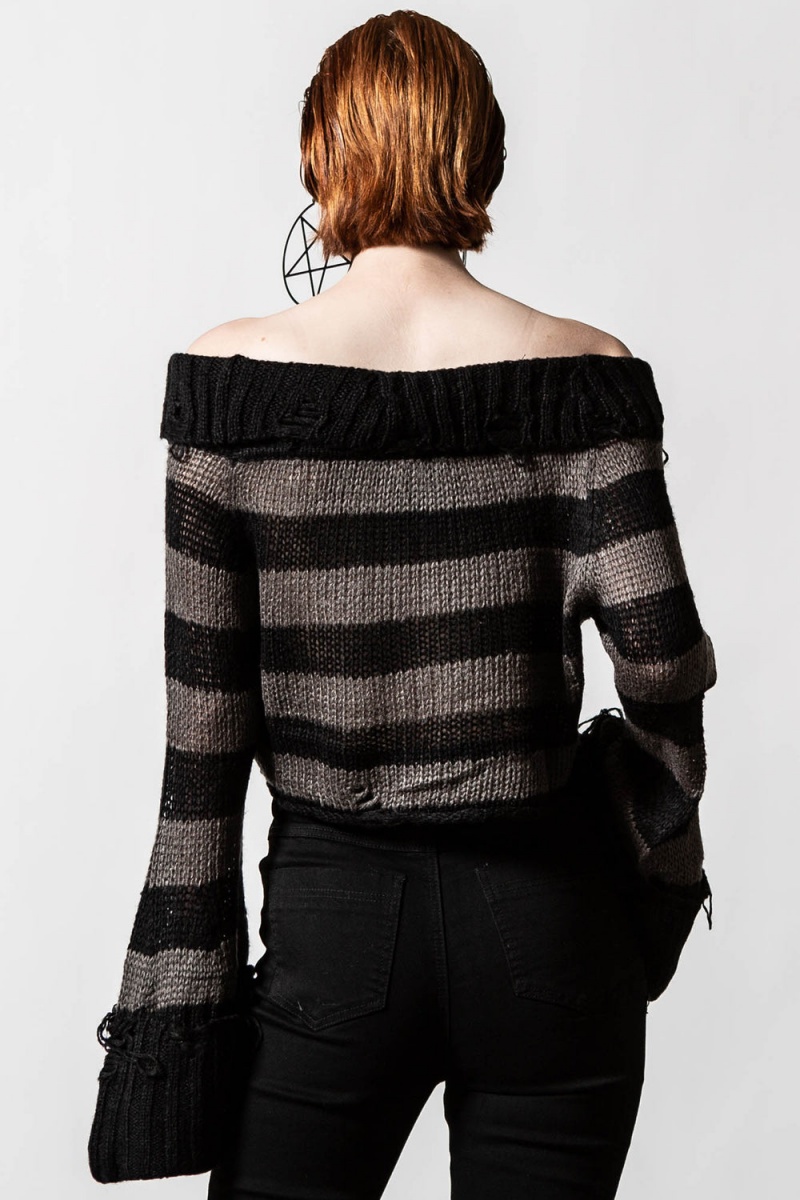 Killstar Visage Knit Svetrové Šedé | WTRZAP-395