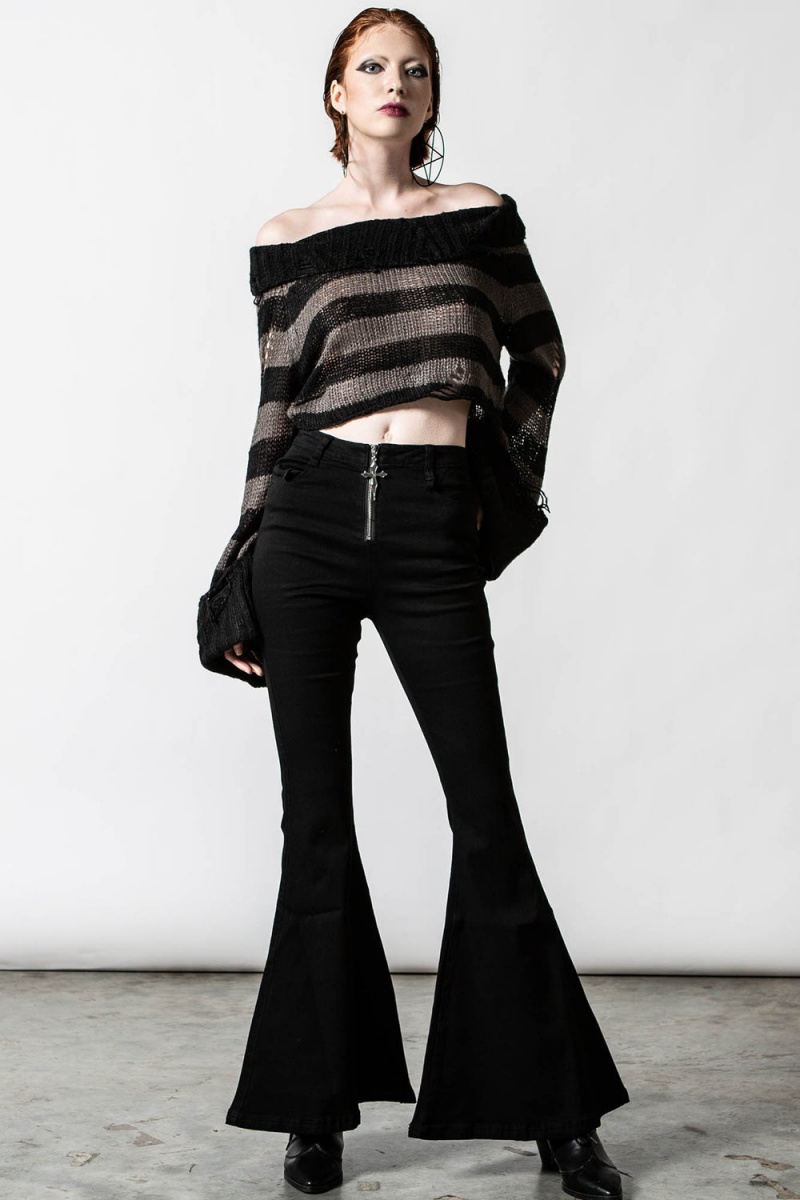 Killstar Visage Knit Svetrové Šedé | WTRZAP-395