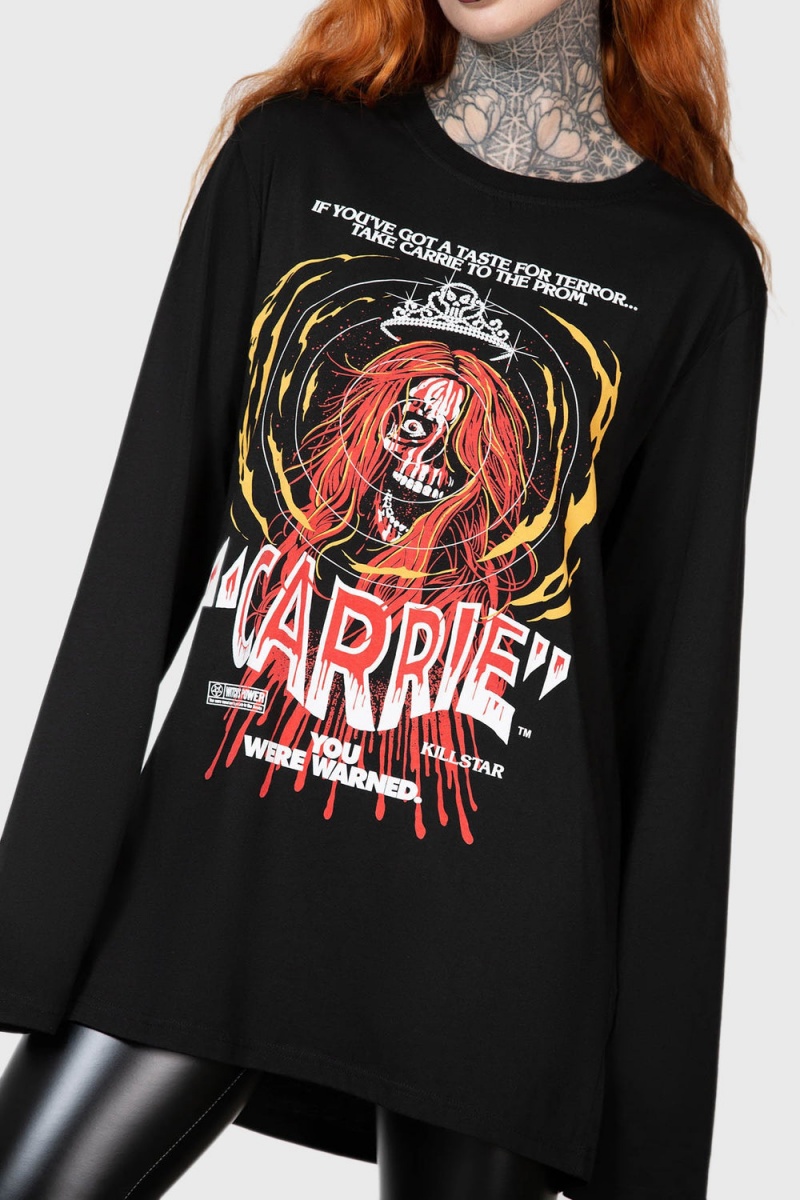Killstar Warned Long Sleeve Top Černé | ACORUB-085