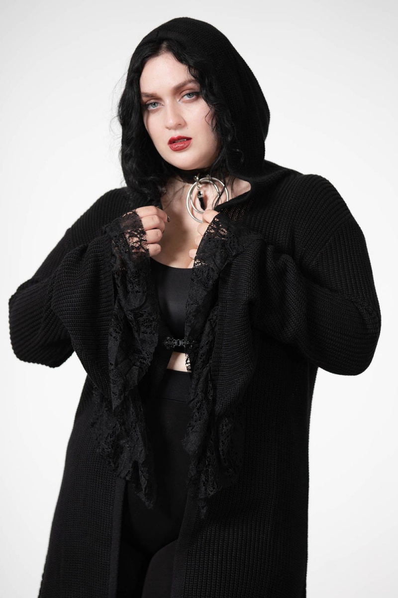 Killstar Wild Craft Knit Longline-Cardigan Černé | OMNXTY-041