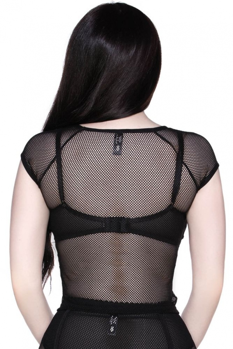 Killstar Wildchild Fishnet Top [B] Černé | EDVSMY-658