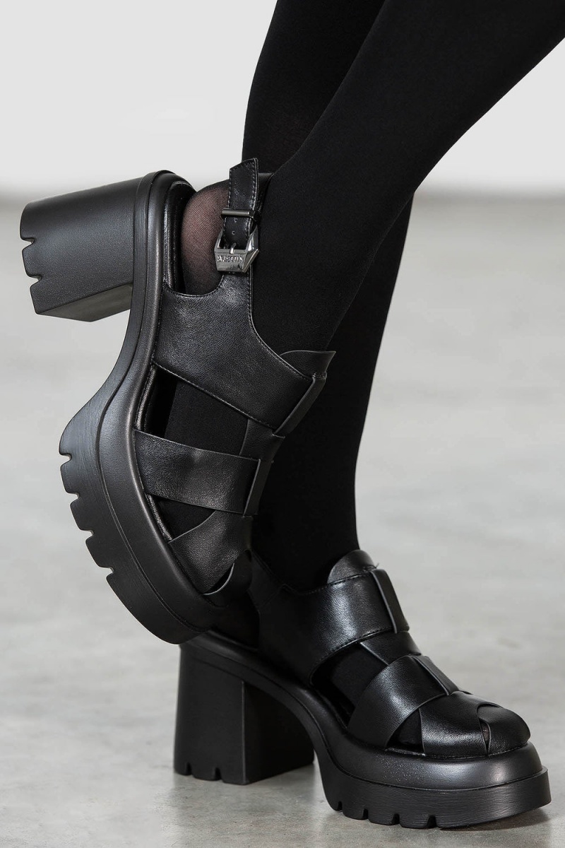 Killstar Wintermoss Platformy Sandals Černé | RNPFIO-923