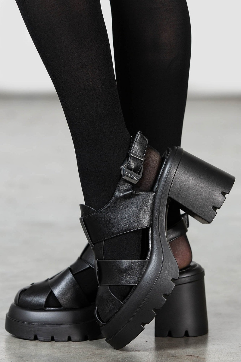 Killstar Wintermoss Platformy Sandals Černé | RNPFIO-923