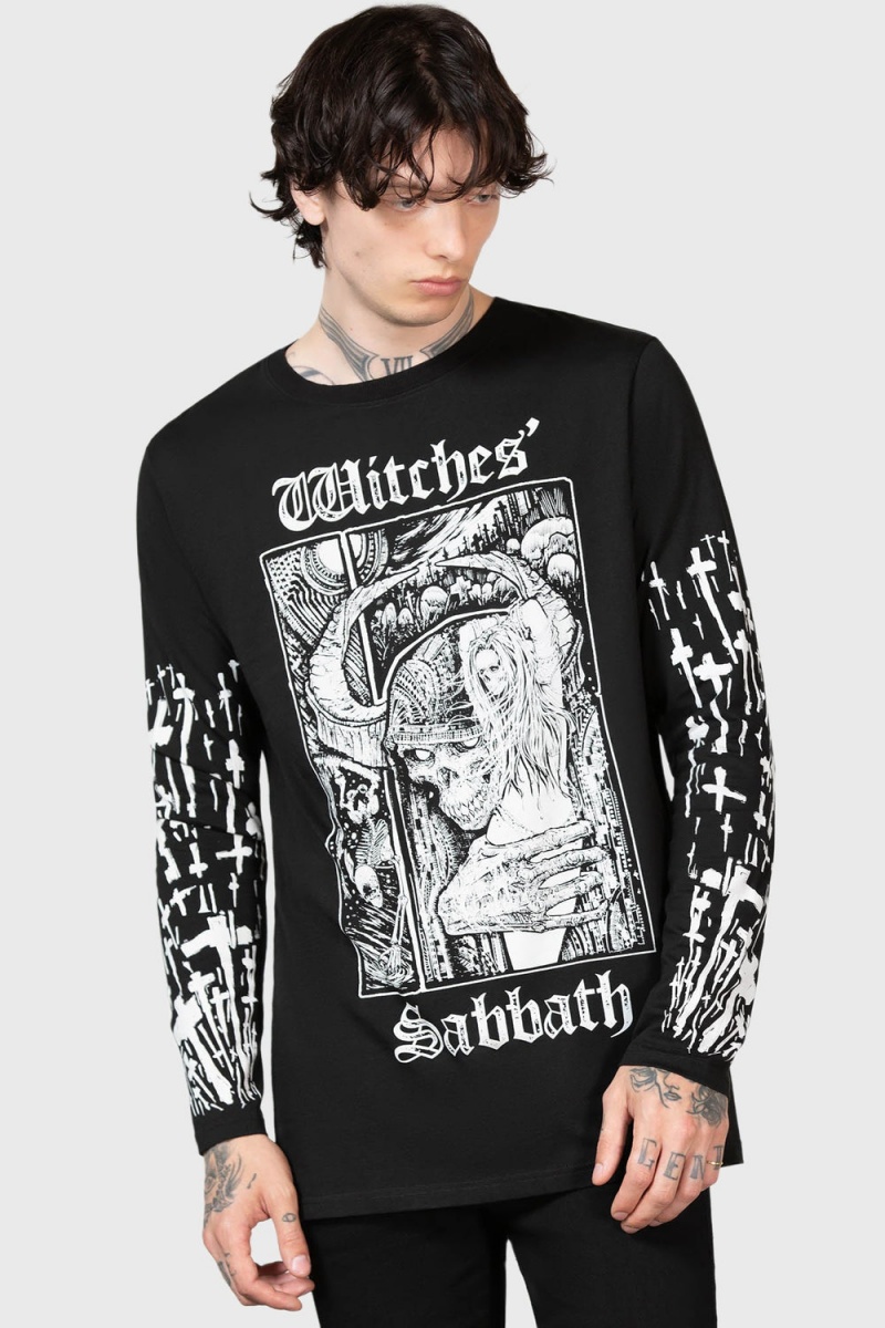 Killstar Witches' Sabbath Long Sleeve Top Černé Bílé | CBZGOL-832