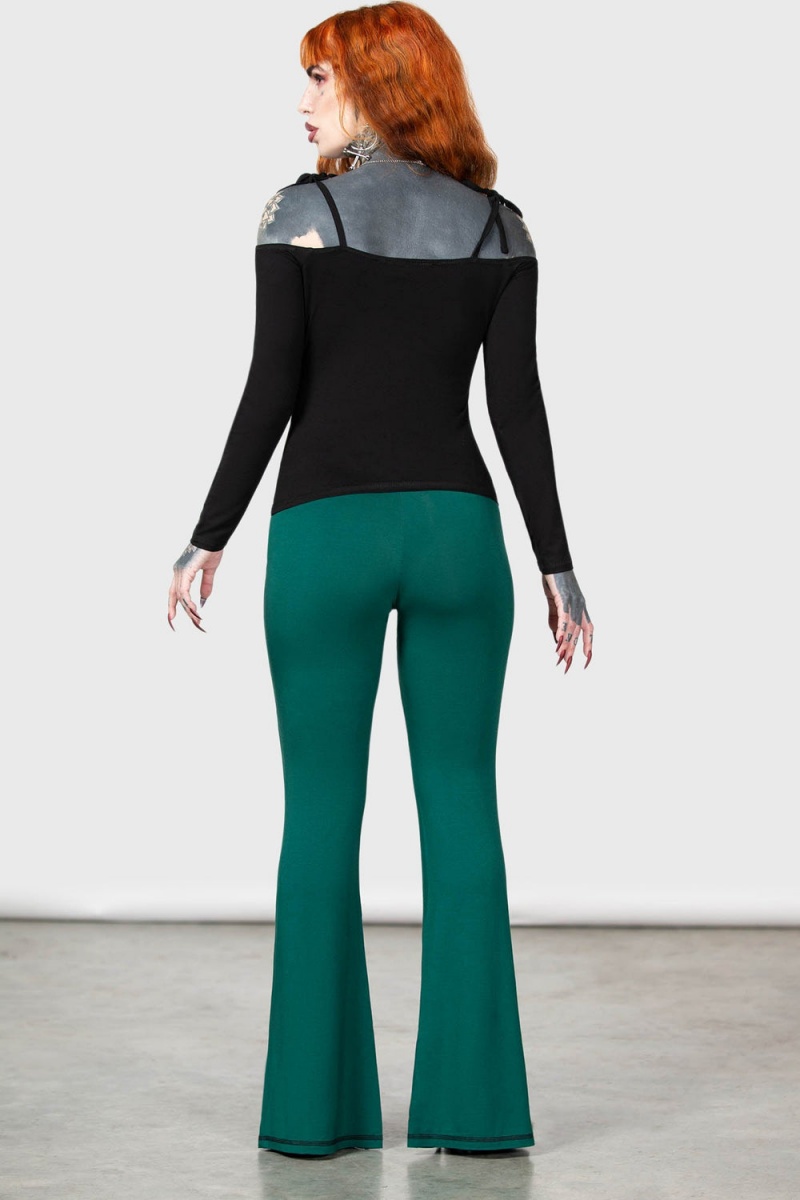 Killstar Withering Wench Bardot Top Černé | SFJIZX-176