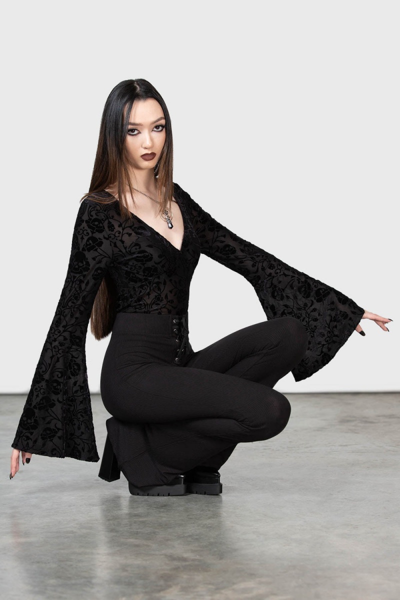 Killstar Woodland Gleam Long Sleeve Top Černé | QHONVF-217