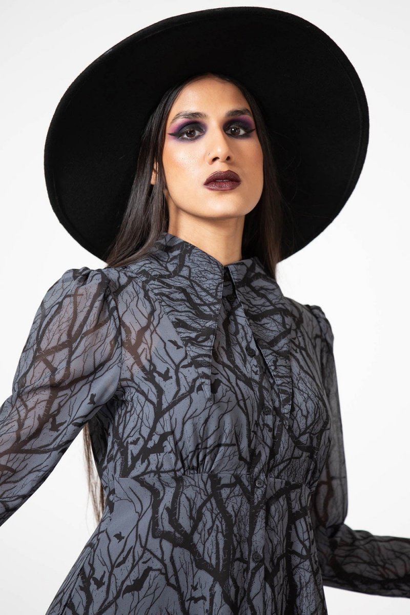 Killstar Woodland Witch Collar Šaty Černé | WIZDQS-376