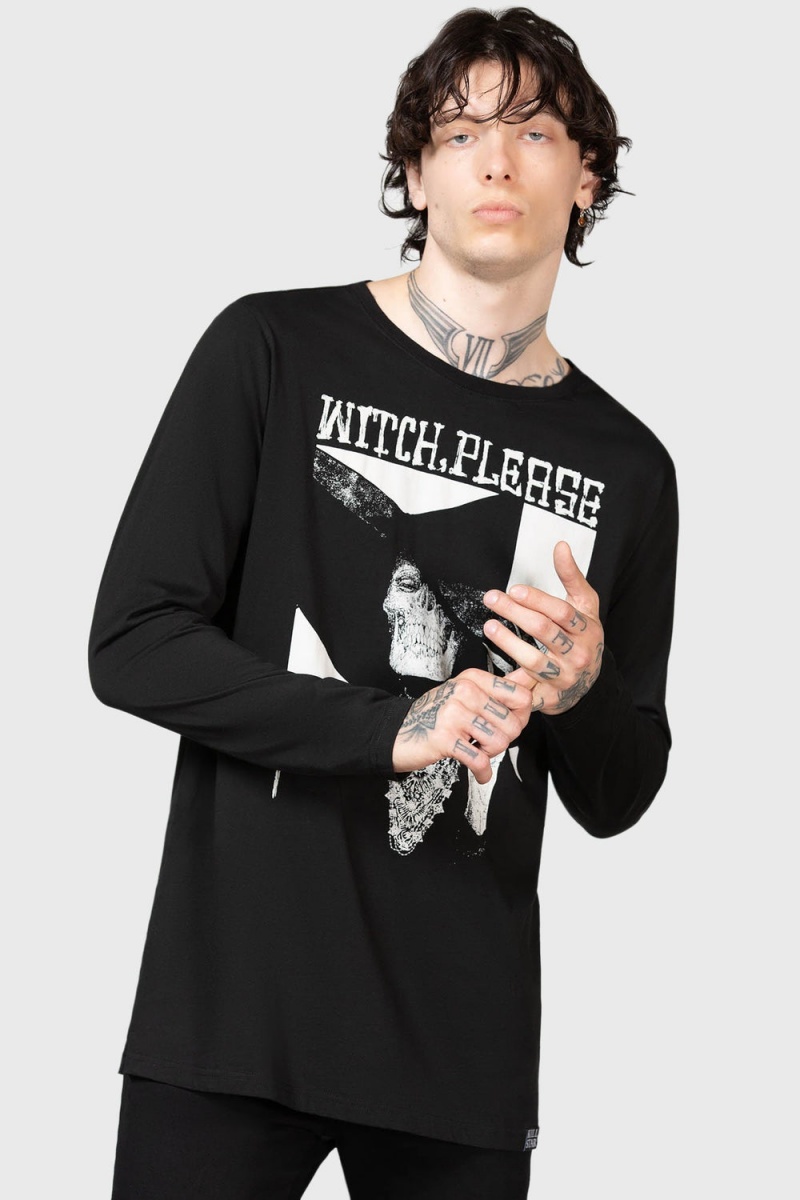 Killstar Wytch Gaze Long Sleeve Top Černé Bílé | RYESOZ-701